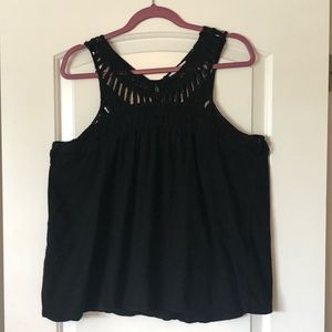 Sonoma black high neck embroidered tank. XL